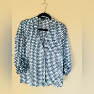 The Limited Geometric Blue and White Shirt